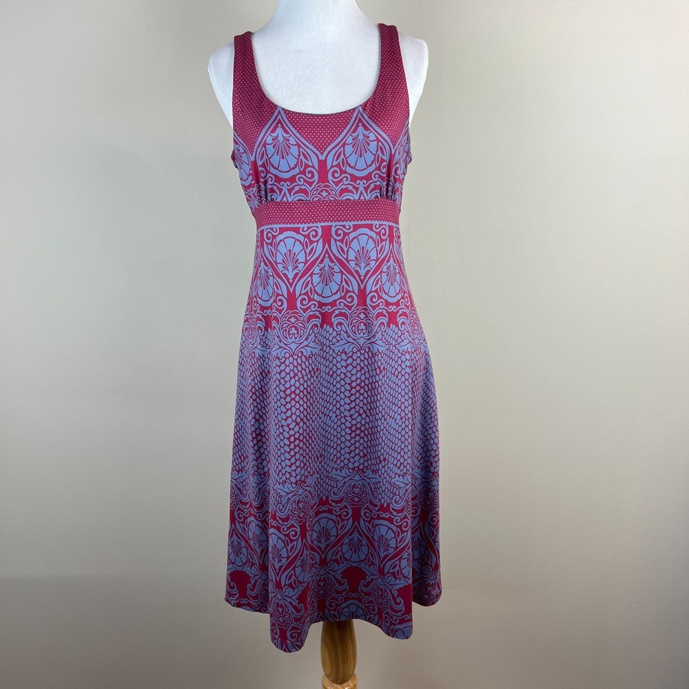 Prana Holly Dress Medium Multicolor Damask Print Cutout Shelf Bra Athleisure